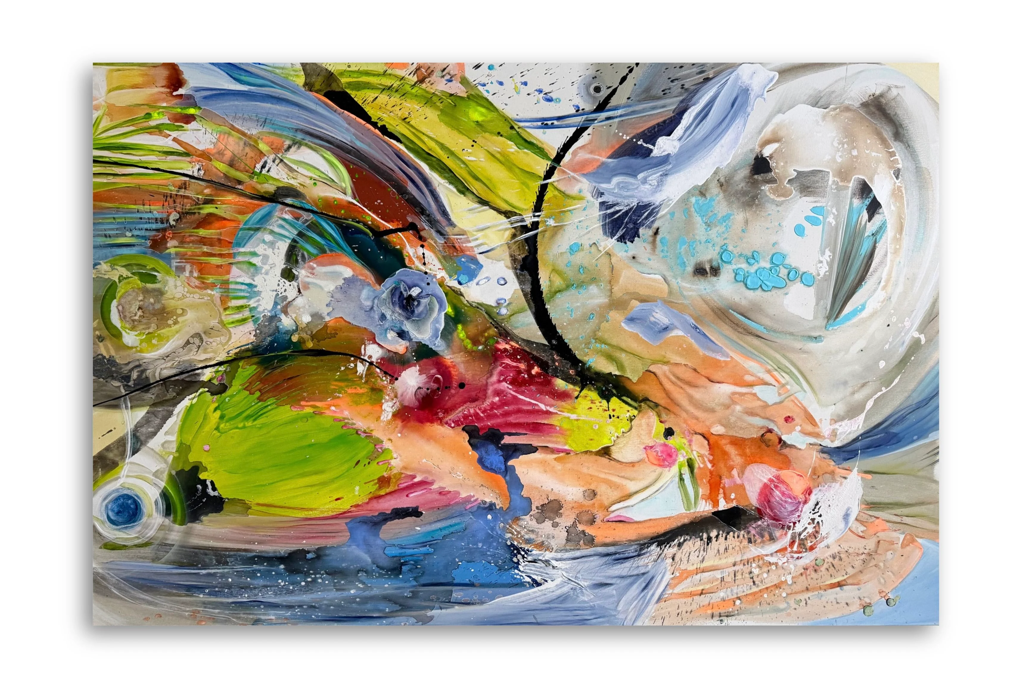 EXPECTING – TO BE OR NOT TO BE?, painting by Lucie Svoboda (acrylic on canvas, mixed media)